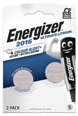 Gombelem, CR2016, 2 db, színjelző, ENERGIZER "Ultimate Lithium Performance"