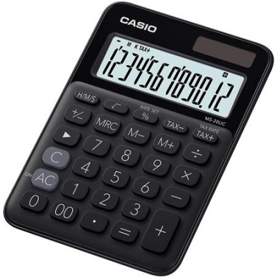 Számológép, asztali, 12 számjegy, CASIO "MS 20UC", fekete