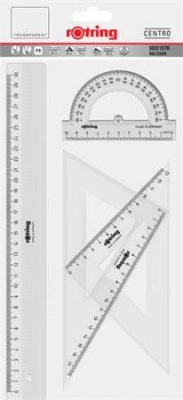 Vonalzó készlet, műanyag, ROTRING, víztiszta